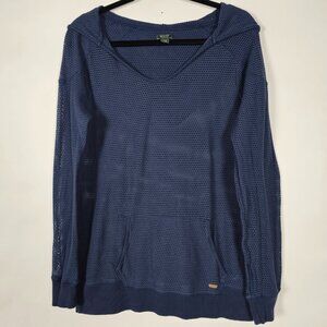 Roots Canada Open Knit See Through Cotton Blend Mens Large Long Sleeve Hoodie